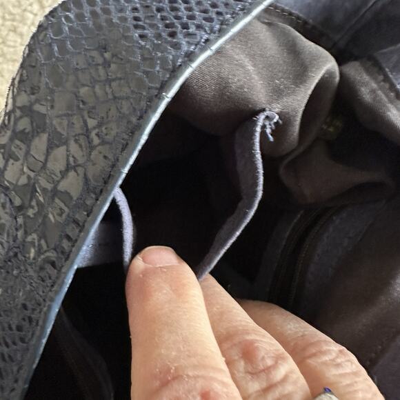 Vintage Alfani Leather Croc Embossed Blue 100% Leather suede lined Bag y2k retro - Picture 6 of 16